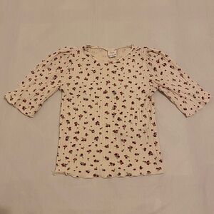 Zara Ivory Floral Print Stretch Short Sleeve Top Girls Size 11-12 cm 152